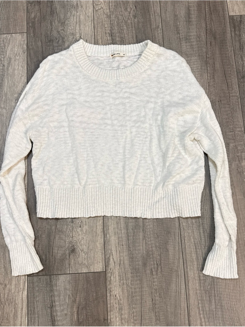 Marine Layer Ivory Cropped Scoop Neck Sweater